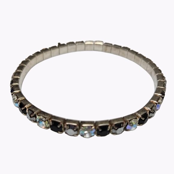 Elegant Black Crystal Rhinestone Tennis Bracelet Minimalist Fashion Jewelry - Picture 1 of 4